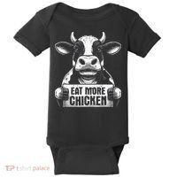 Eat More Chicken Funny Sarcastic Cow Beef Meat Bbq Lover Baby Bodysuit thumb 0