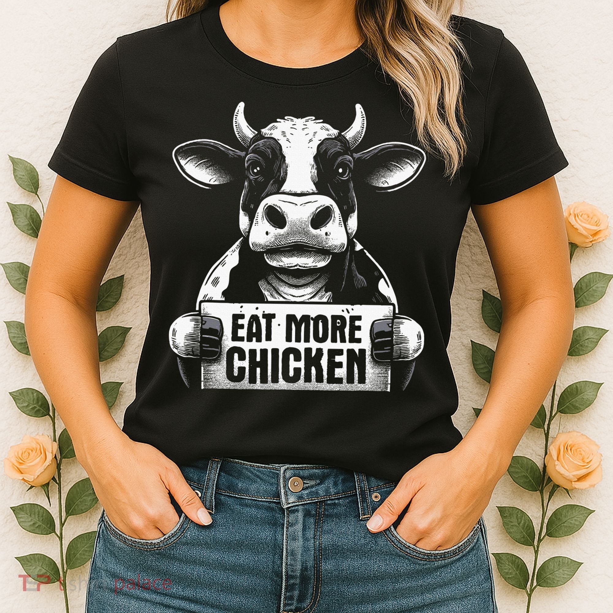 Eat More Chicken Funny Sarcastic Cow Beef Meat Bbq Lover Women's T-Shirt