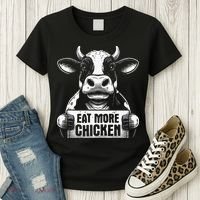 Eat More Chicken Funny Sarcastic Cow Beef Meat Bbq Lover Women's T-Shirt thumb 3