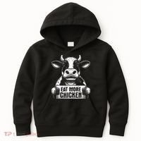 Eat More Chicken Funny Sarcastic Cow Beef Meat Bbq Lover Kids Hoodie thumb 0