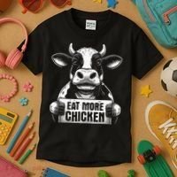 Eat More Chicken Funny Sarcastic Cow Beef Meat Bbq Lover Kids T-Shirt thumb 3