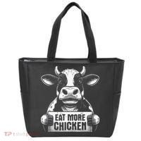 Eat More Chicken Funny Sarcastic Cow Beef Meat Bbq Lover Tote Bag thumb 0
