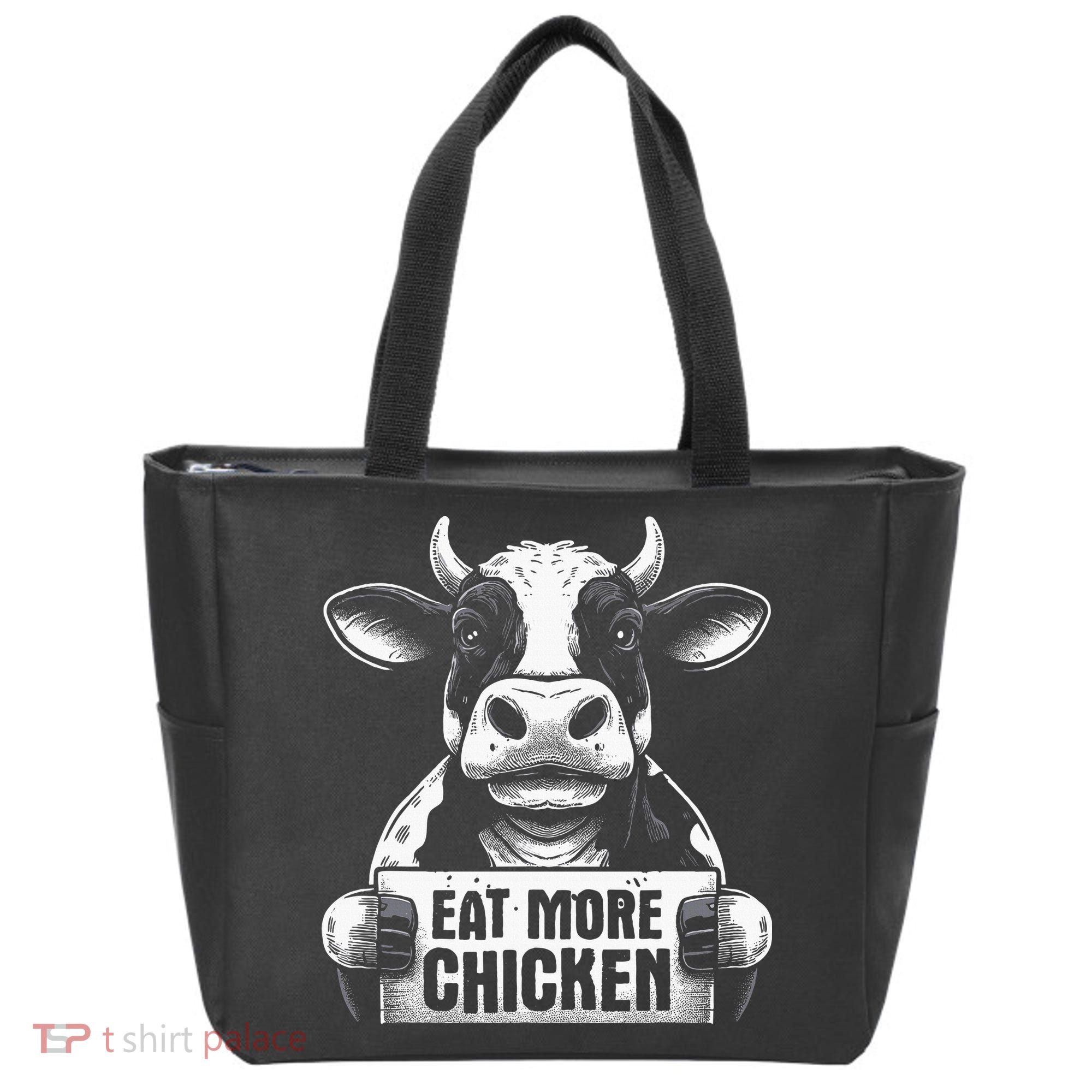 Eat More Chicken Funny Sarcastic Cow Beef Meat Bbq Lover Tote Bag