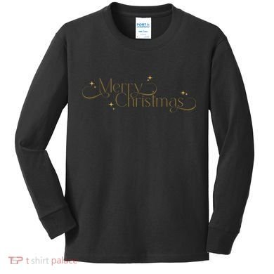Elegant Merry Christmas Kids Long Sleeve Shirt