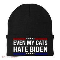 Even My Cats Hate Biden Funny Anti Biden FJB Beanie thumb 0