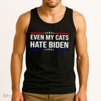 Even My Cats Hate Biden Funny Anti Biden FJB Tank Top thumb 3
