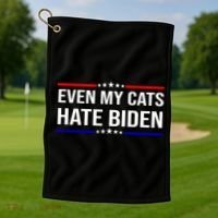 Even My Cats Hate Biden Funny Anti Biden FJB Golf Towel thumb 1