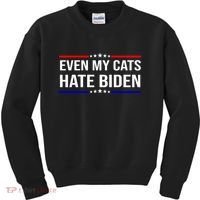 Even My Cats Hate Biden Funny Anti Biden FJB Kids Sweatshirt thumb 0