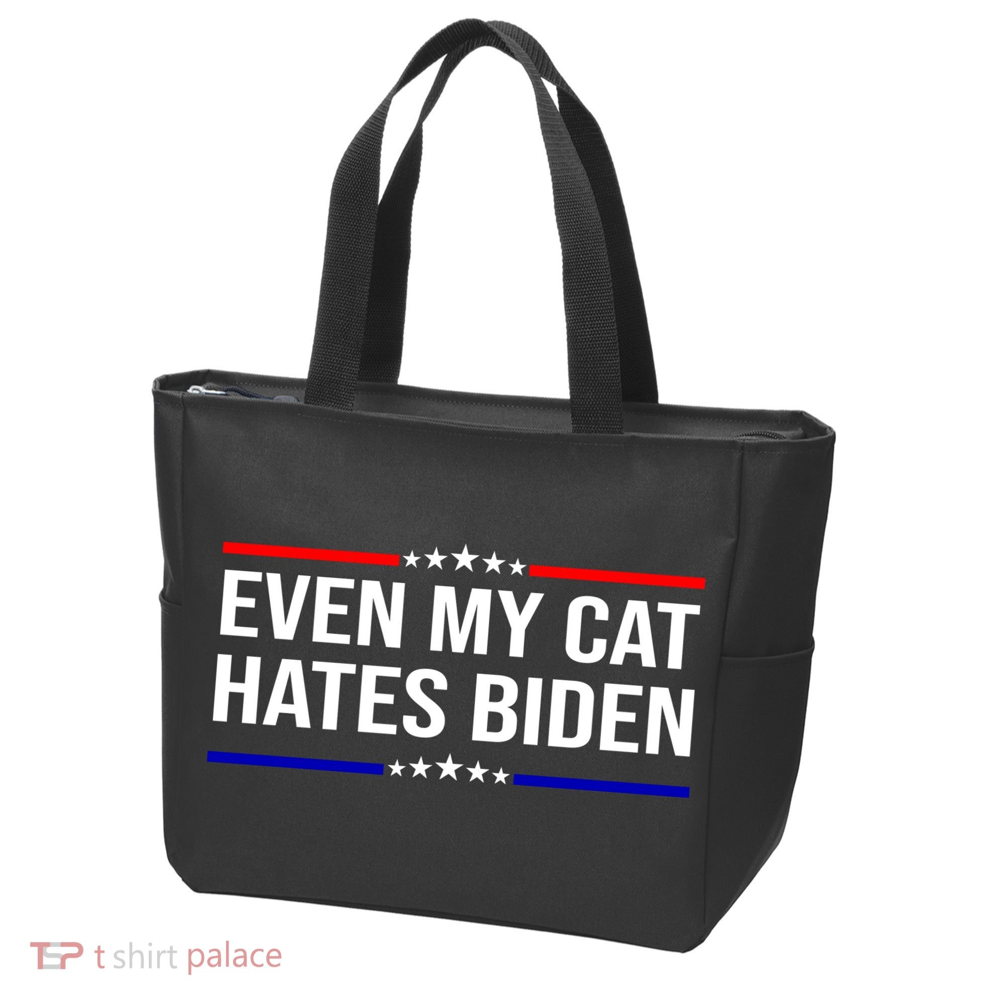 Even My Cat Hates Biden Funny Anti Biden FJB Tote Bag