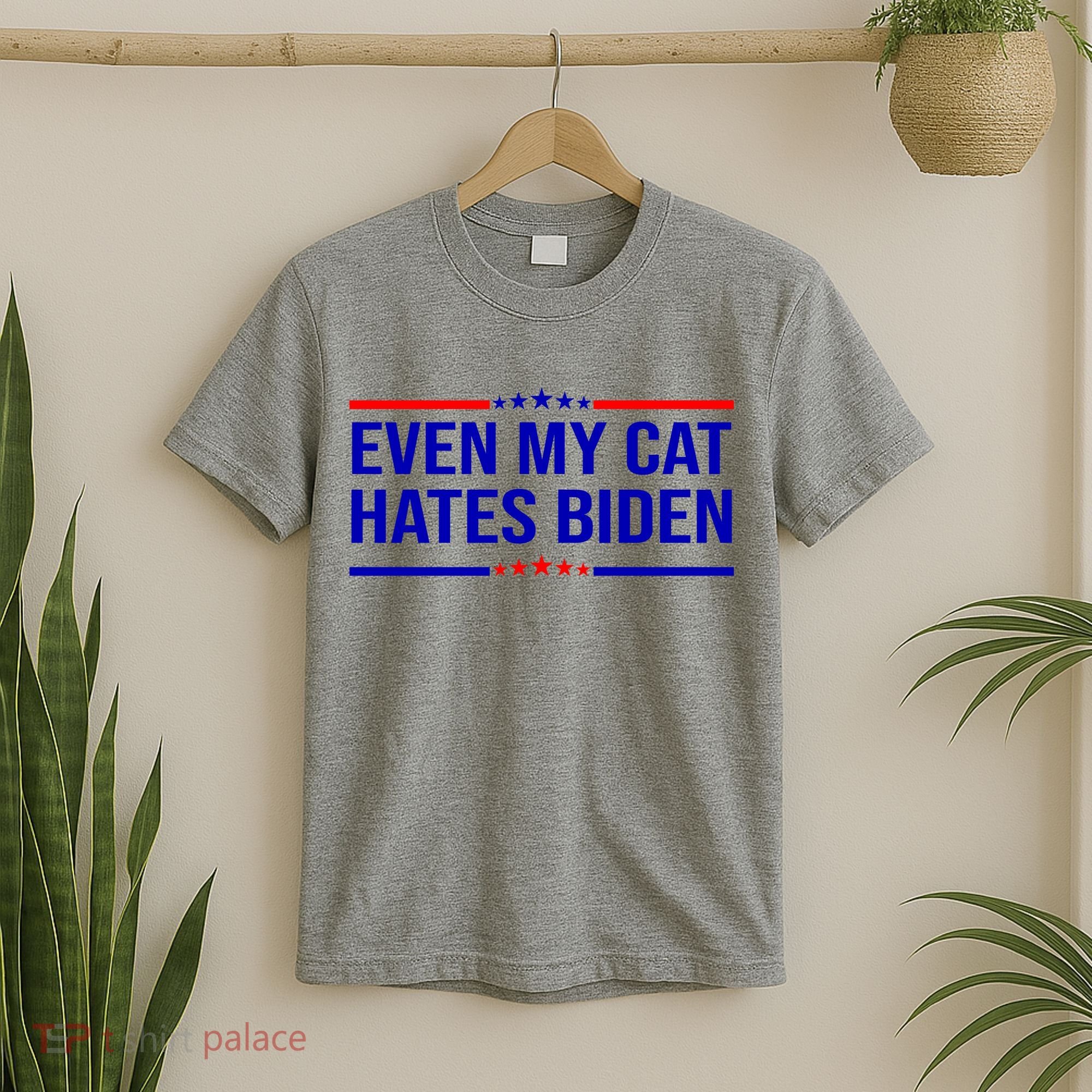 Even My Cat Hates Biden Funny Anti Biden FJB T-Shirt