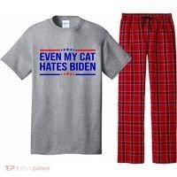 Even My Cat Hates Biden Funny Anti Biden FJB Pajama Set thumb 0
