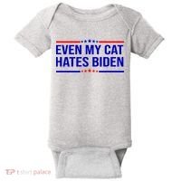 Even My Cat Hates Biden Funny Anti Biden FJB Baby Bodysuit thumb 0