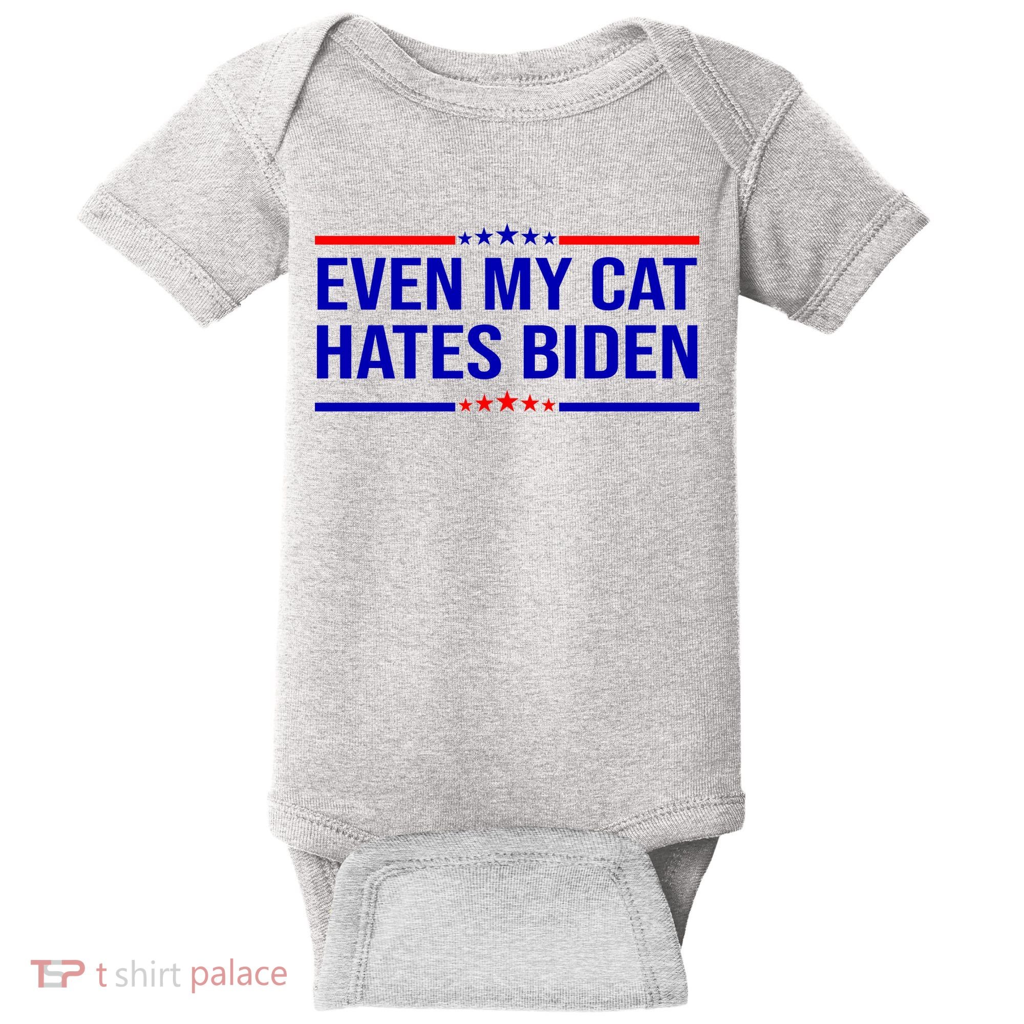 Even My Cat Hates Biden Funny Anti Biden FJB Baby Bodysuit