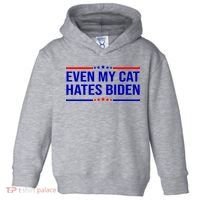 Even My Cat Hates Biden Funny Anti Biden FJB Toddler Hoodie thumb 0