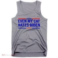 Even My Cat Hates Biden Funny Anti Biden FJB Tank Top thumb 0
