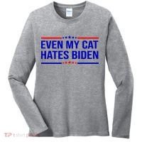 Even My Cat Hates Biden Funny Anti Biden FJB Women's Long Sleeve Shirt thumb 0