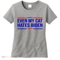 Even My Cat Hates Biden Funny Anti Biden FJB Women's T-Shirt thumb 0