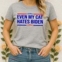 Even My Cat Hates Biden Funny Anti Biden FJB Women's T-Shirt thumb 2