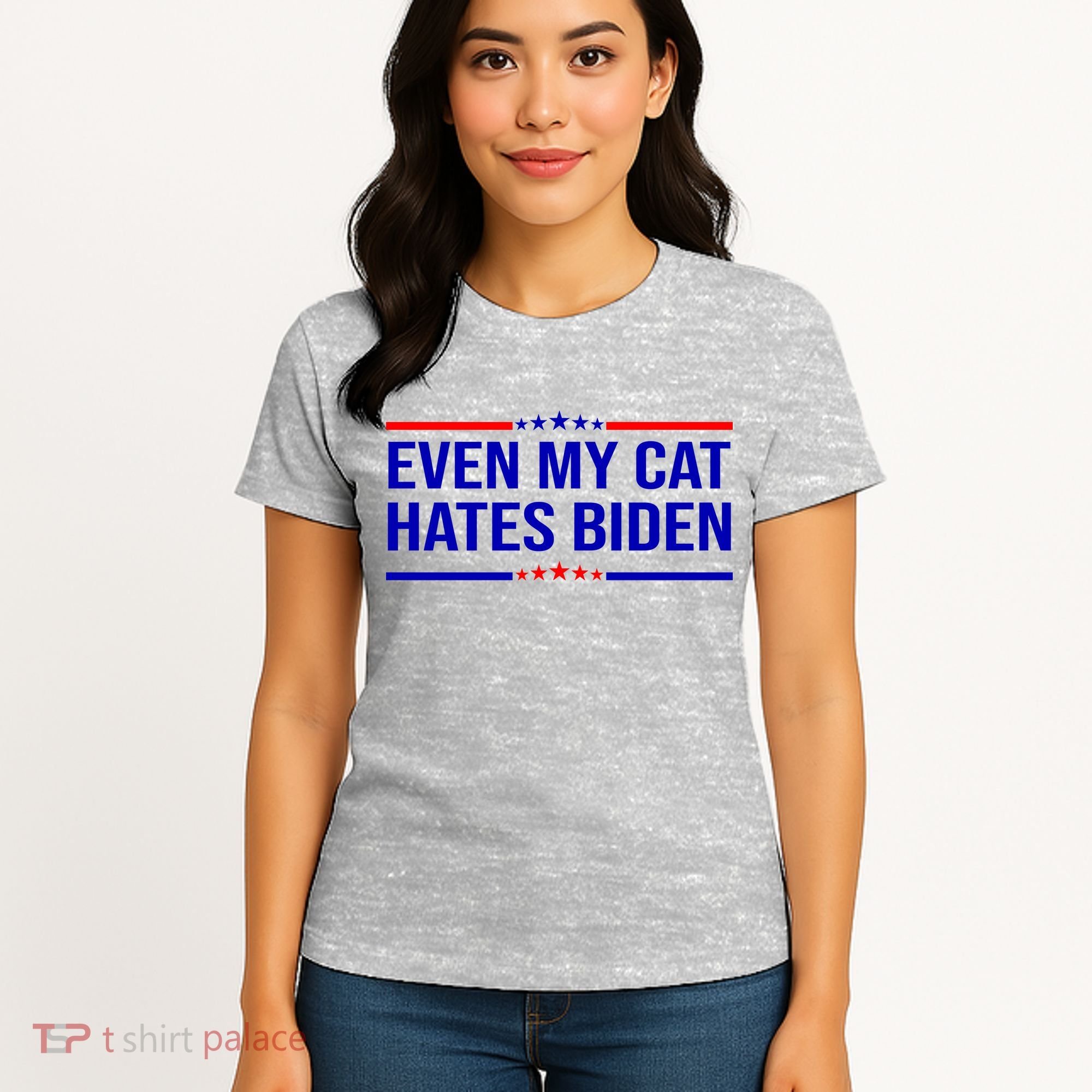 Even My Cat Hates Biden Funny Anti Biden FJB Women's T-Shirt