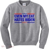 Even My Cat Hates Biden Funny Anti Biden FJB Kids Sweatshirt thumb 0