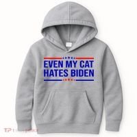 Even My Cat Hates Biden Funny Anti Biden FJB Kids Hoodie thumb 0