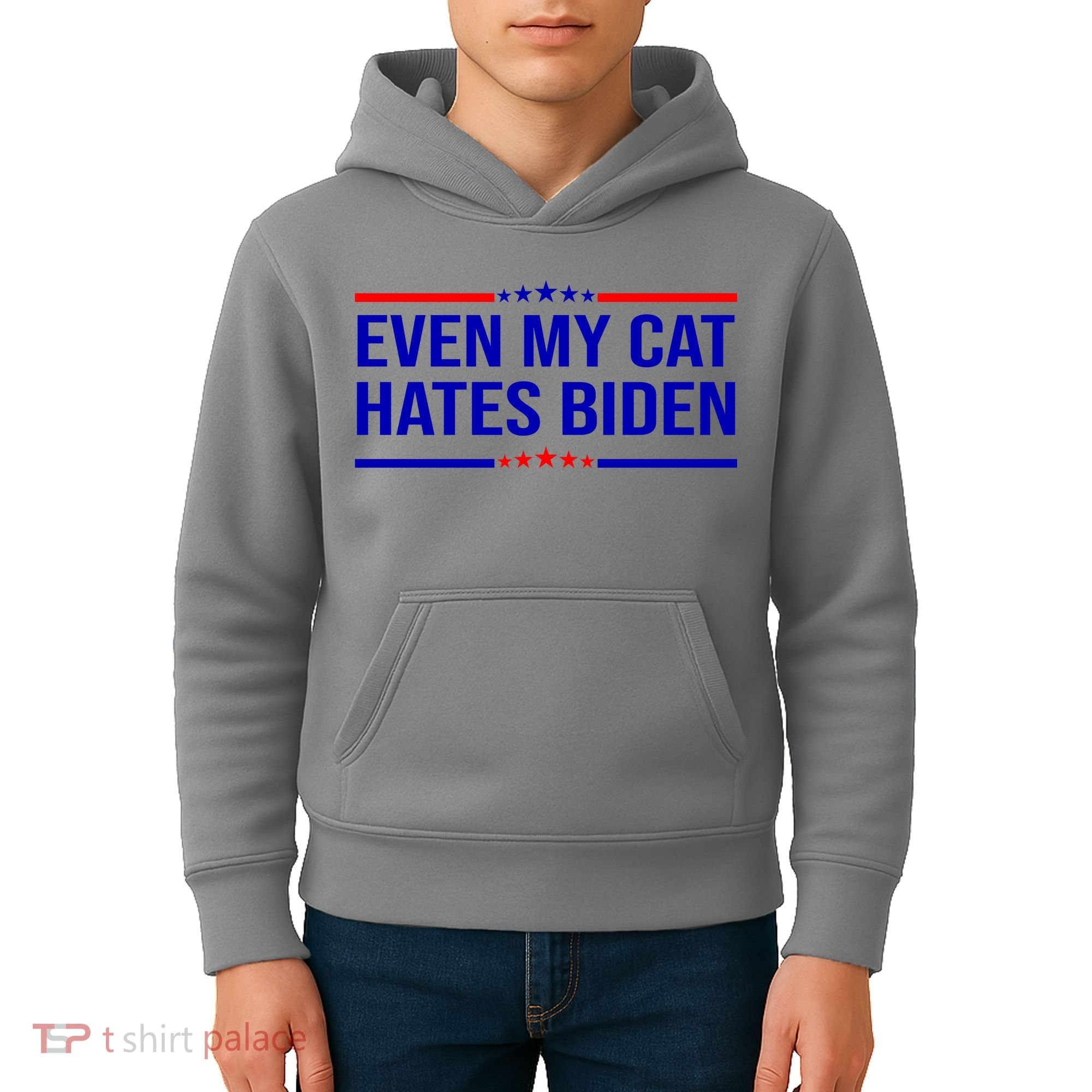 Even My Cat Hates Biden Funny Anti Biden FJB Kids Hoodie