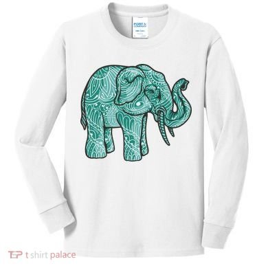 Elephant Mandala Cute Gift Kids Long Sleeve Shirt