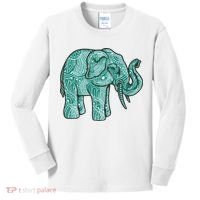 Elephant Mandala Cute Gift Kids Long Sleeve Shirt thumb 0