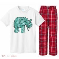 Elephant Mandala Cute Gift Kids Plaid Pajama Set thumb 0