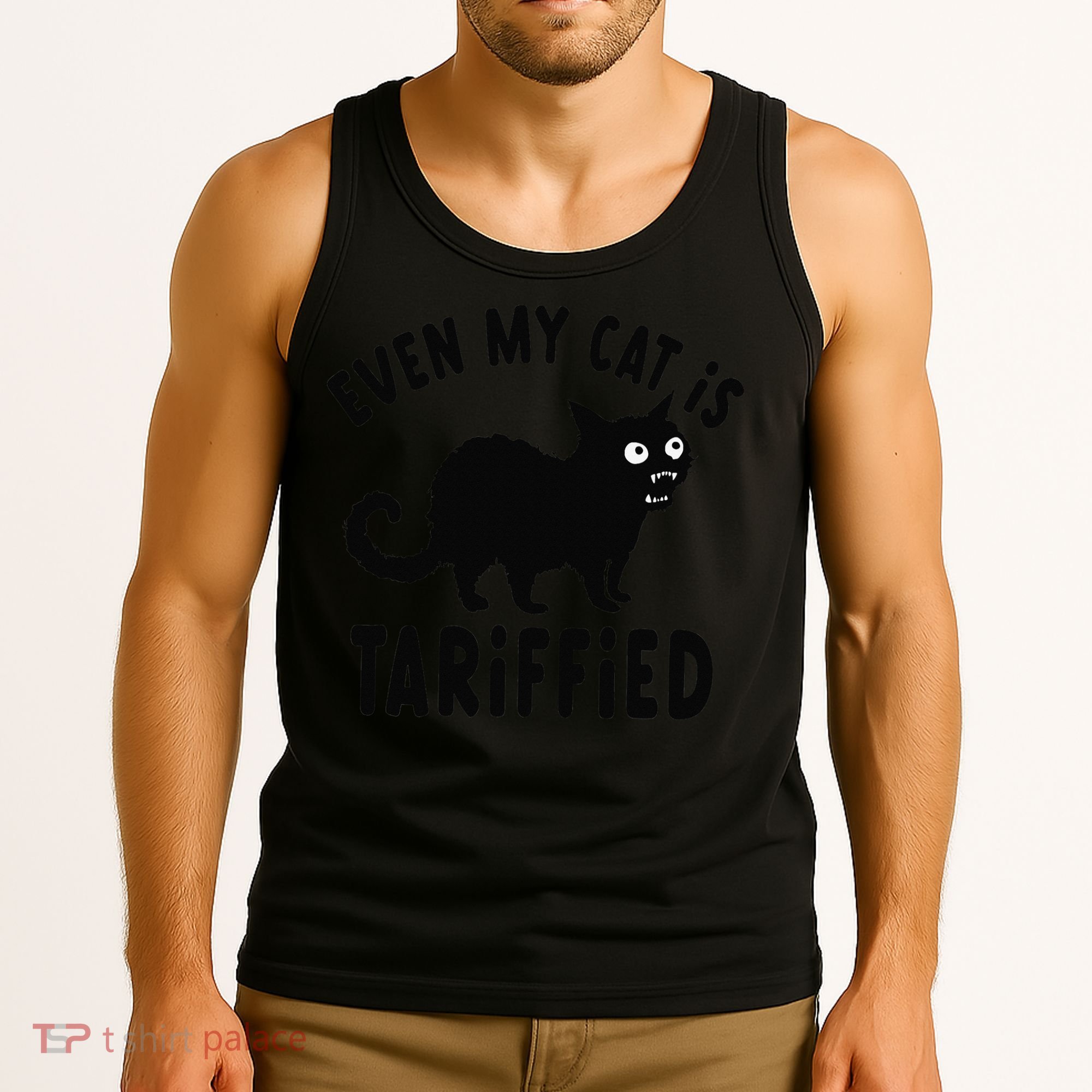 Even My Cat Is Terrified Funny Creepy Cat Face Scary Kitten Tank Top