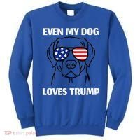 Even My Dog Loves Trump Labrador With Usa Flag Sunglasses Sweatshirt thumb 0