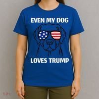 Even My Dog Loves Trump Labrador With Usa Flag Sunglasses T-Shirt thumb 4
