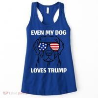 Even My Dog Loves Trump Labrador With Usa Flag Sunglasses Women's Tank Top thumb 0