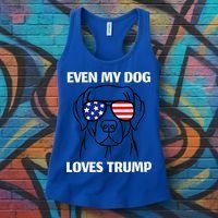 Even My Dog Loves Trump Labrador With Usa Flag Sunglasses Women's Tank Top thumb 3