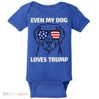 Even My Dog Loves Trump Labrador With Usa Flag Sunglasses Baby Bodysuit thumb 0