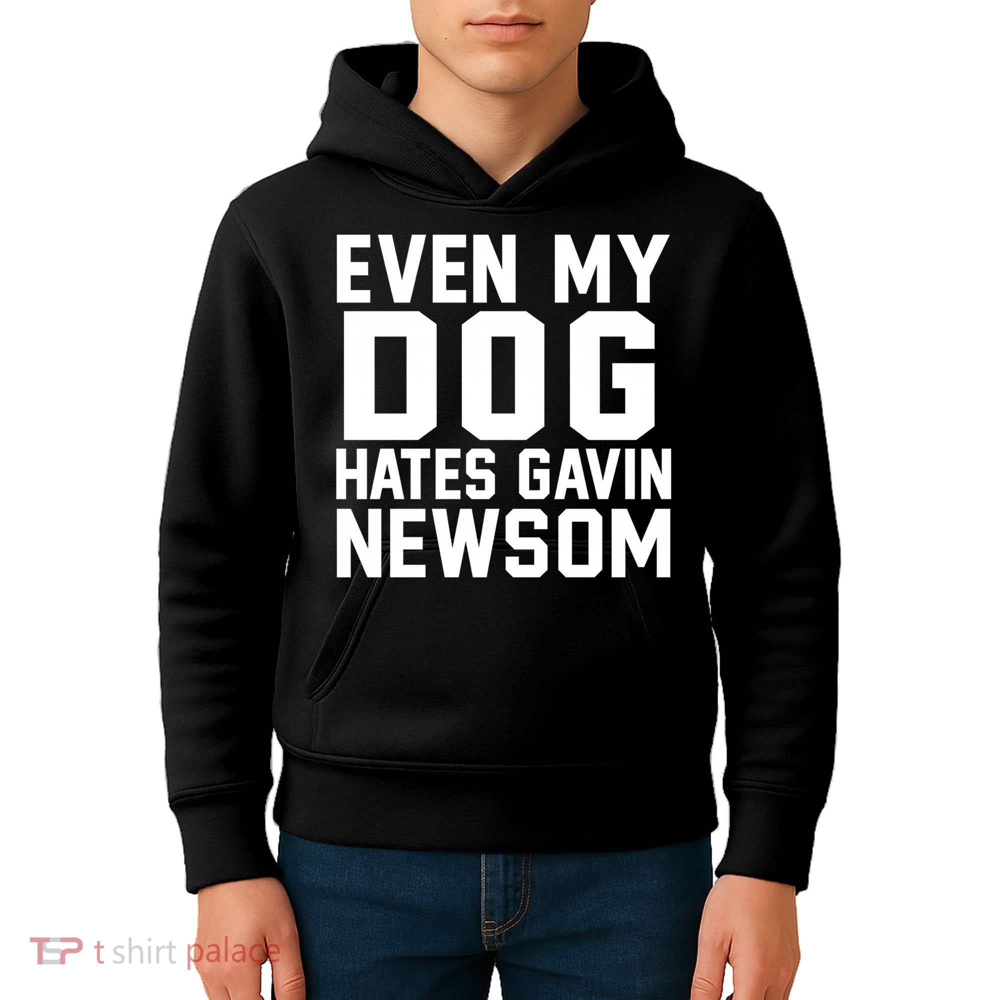 Even My Dog Hates Gavin Newsom Funny Politics Kids Hoodie