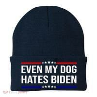 Even My Dog Hates Biden Funny Anti Biden FJB Beanie thumb 0