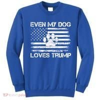 Even My Dog Loves Trump Usa Flag Election Trump Support Gift Sweatshirt thumb 0