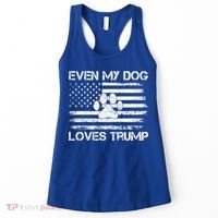Even My Dog Loves Trump Usa Flag Election Trump Support Gift Women's Tank Top thumb 0