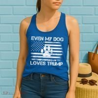 Even My Dog Loves Trump Usa Flag Election Trump Support Gift Women's Tank Top thumb 2