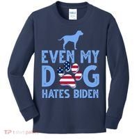 Even My Dog Hates Biden Kids Long Sleeve Shirt thumb 0