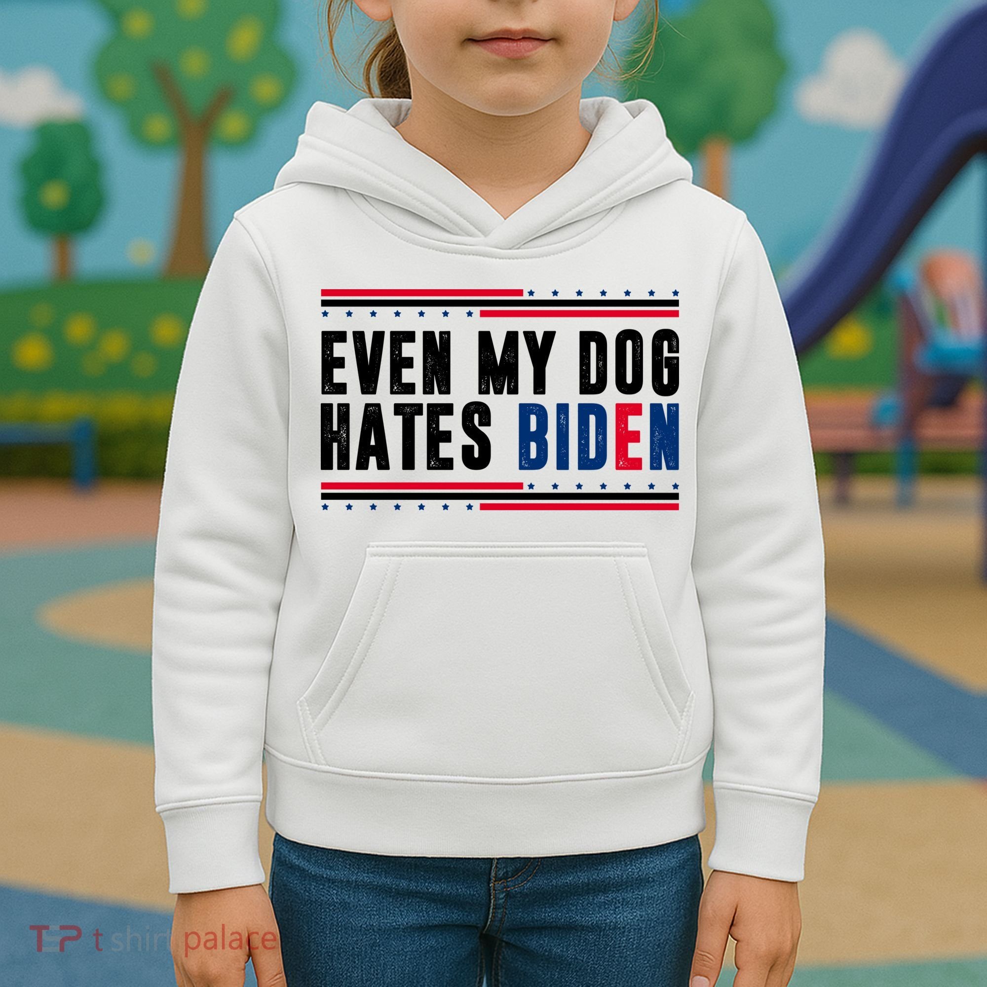Even My Dog Hates Biden Funny Kids Hoodie