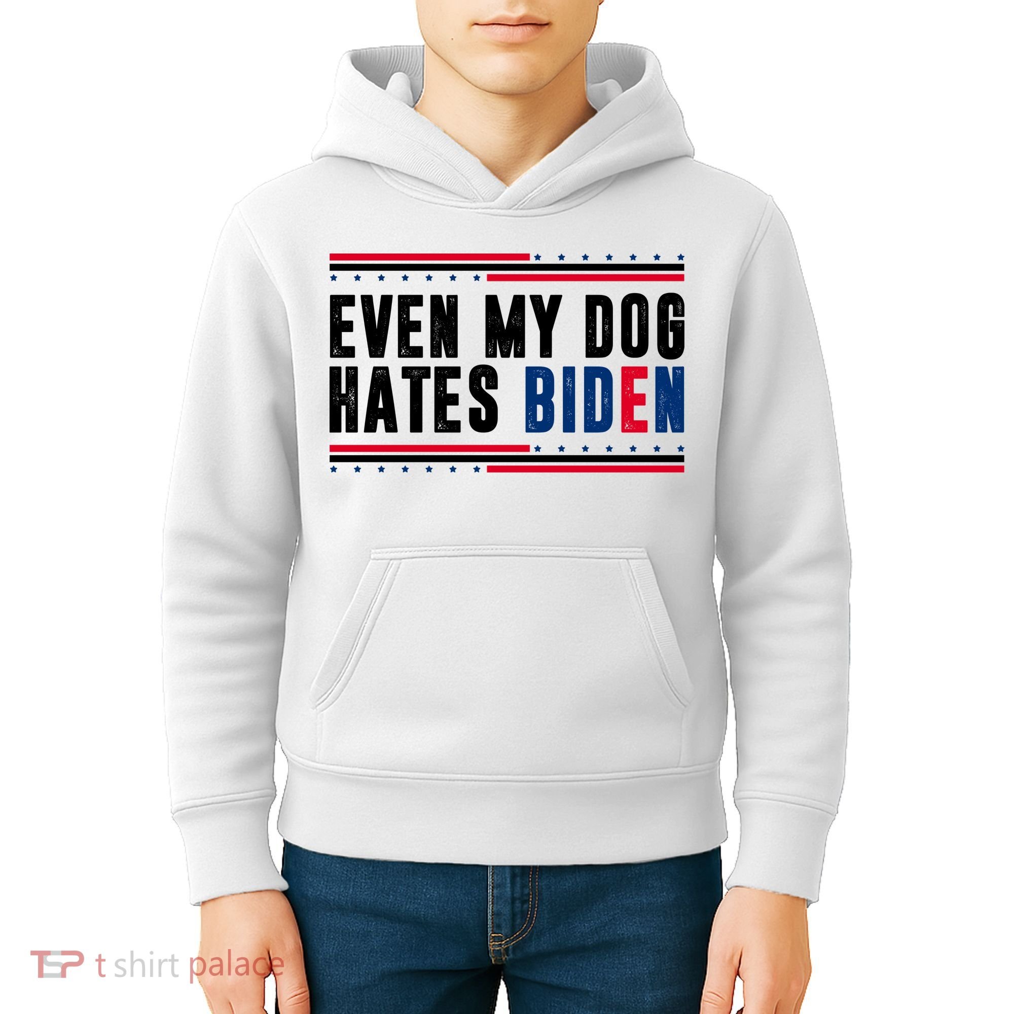 Even My Dog Hates Biden Funny Kids Hoodie