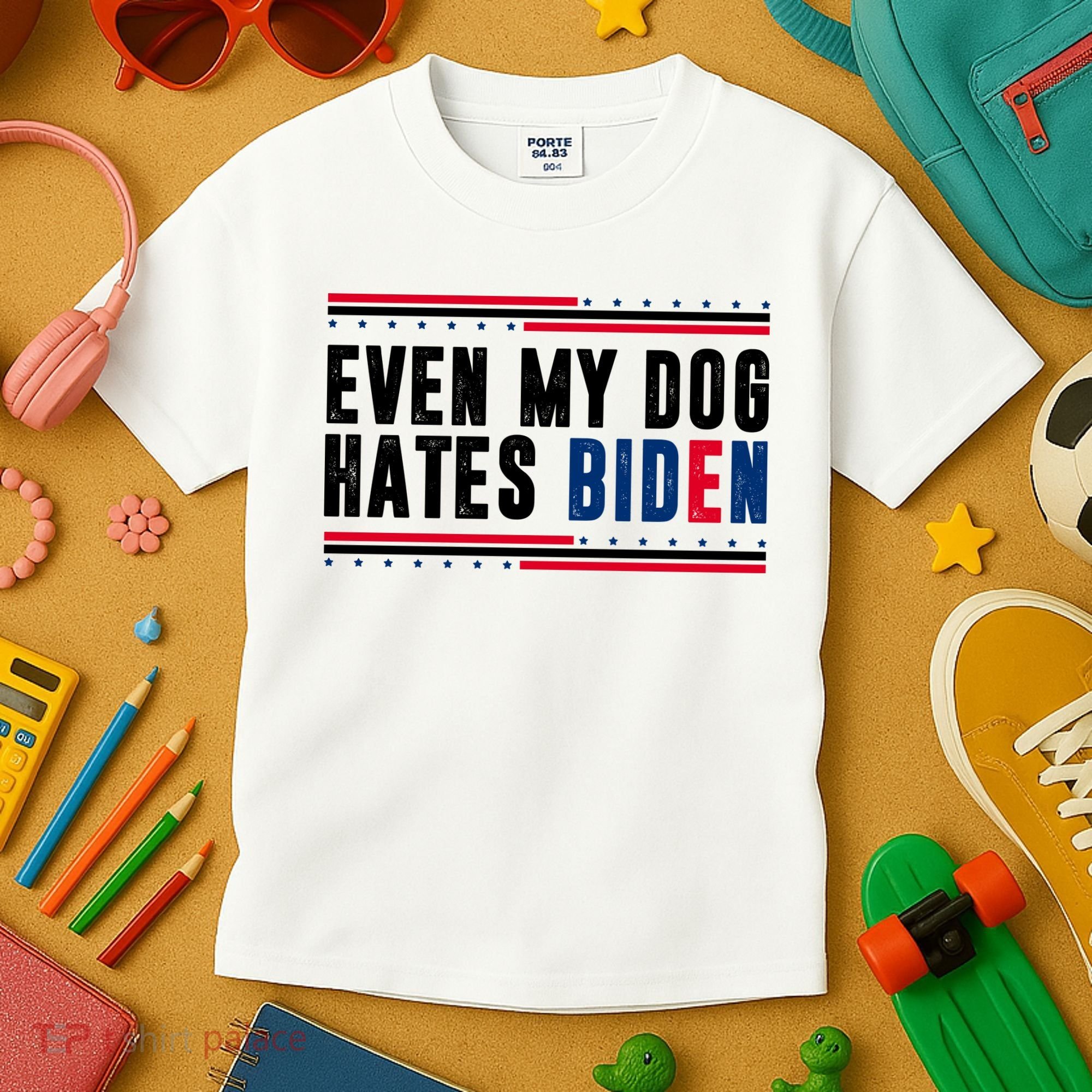 Even My Dog Hates Biden Funny Kids T-Shirt