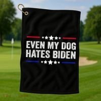Even My Dog Hates Biden Shirt Funny Anti Biden Golf Towel thumb 1
