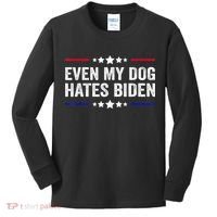 Even My Dog Hates Biden Shirt Funny Anti Biden Kids Long Sleeve Shirt thumb 0