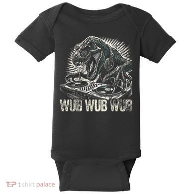 Electronic Music Dinosaur Dj Dubstep Baby Bodysuit