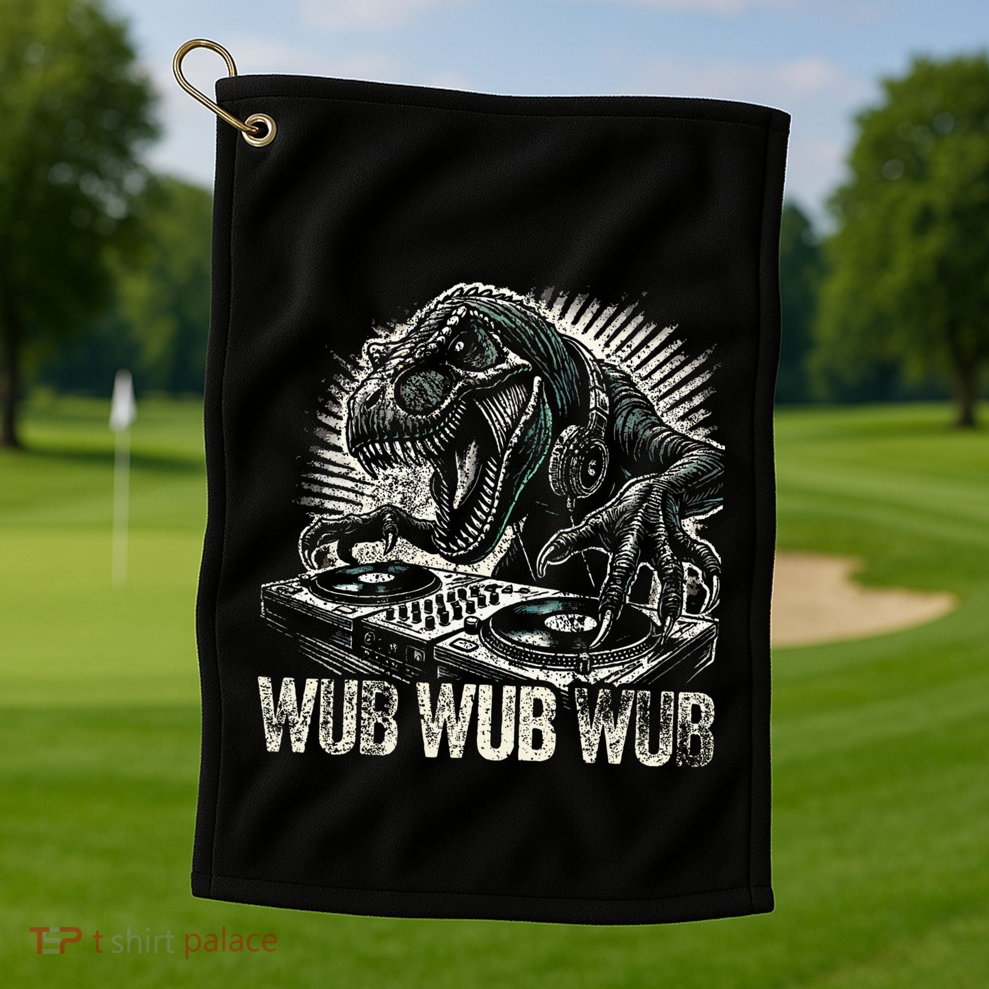 Electronic Music Dinosaur Dj Dubstep Golf Towel