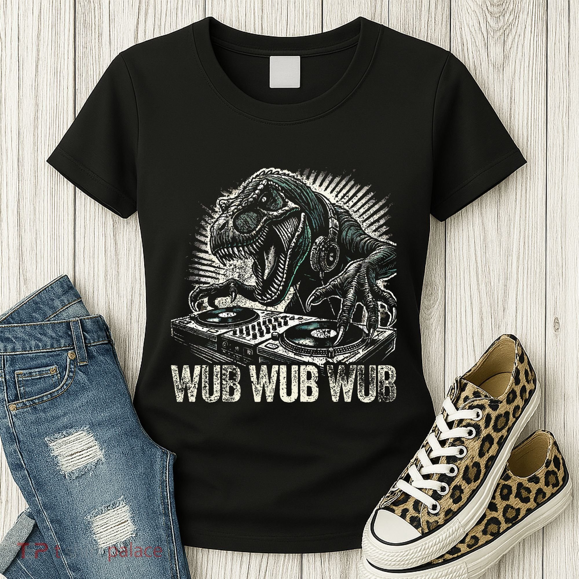 Electronic Music Dinosaur Dj Dubstep Women's T-Shirt