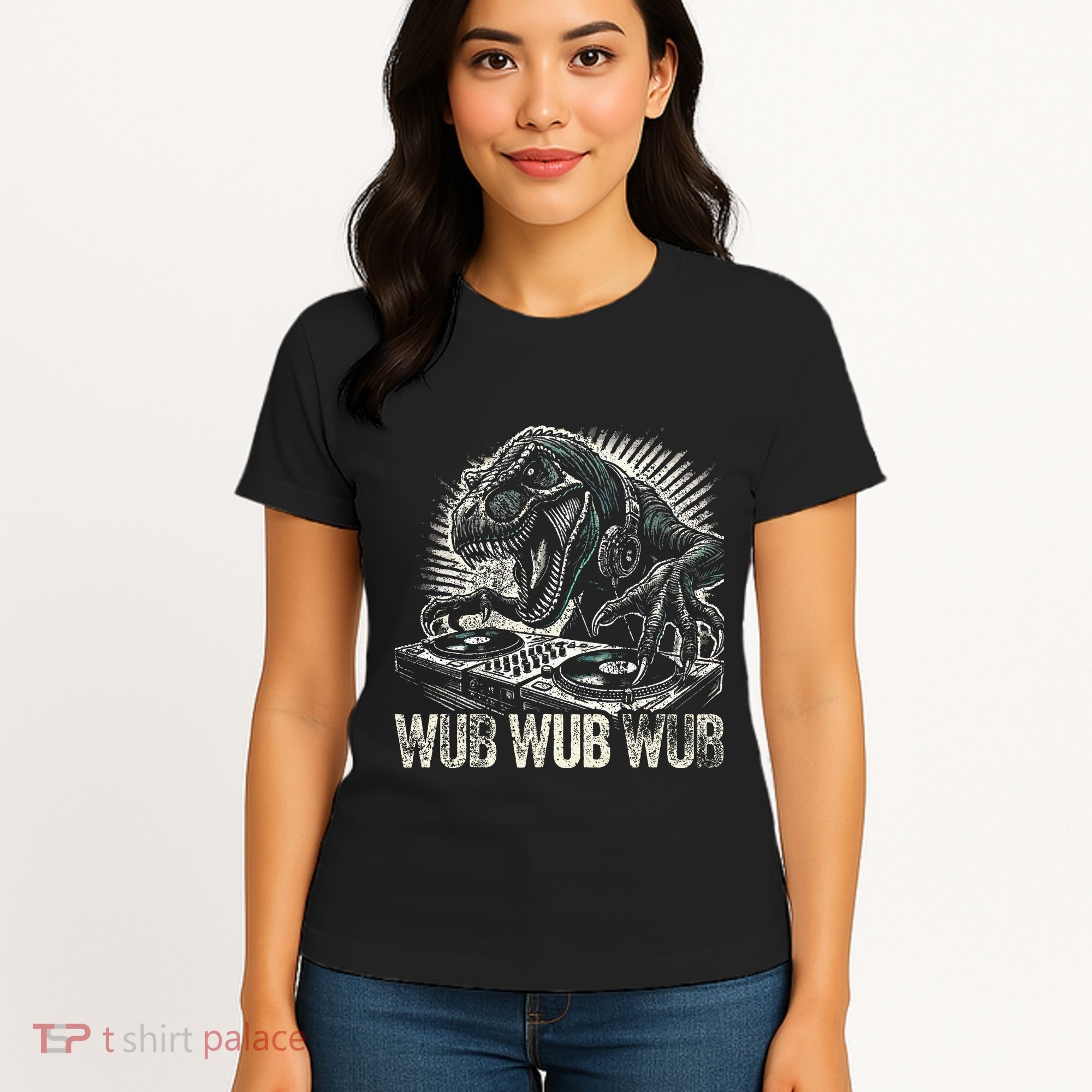 Electronic Music Dinosaur Dj Dubstep Women's T-Shirt